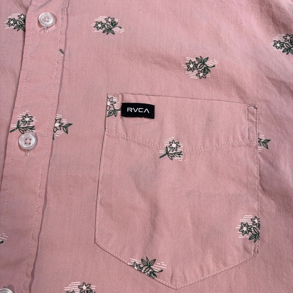 RVCA Morning Glory Shirt Men's‎ L Dusty Pink Floral Regular Fit Pocket Button Up - Picture 7 of 15